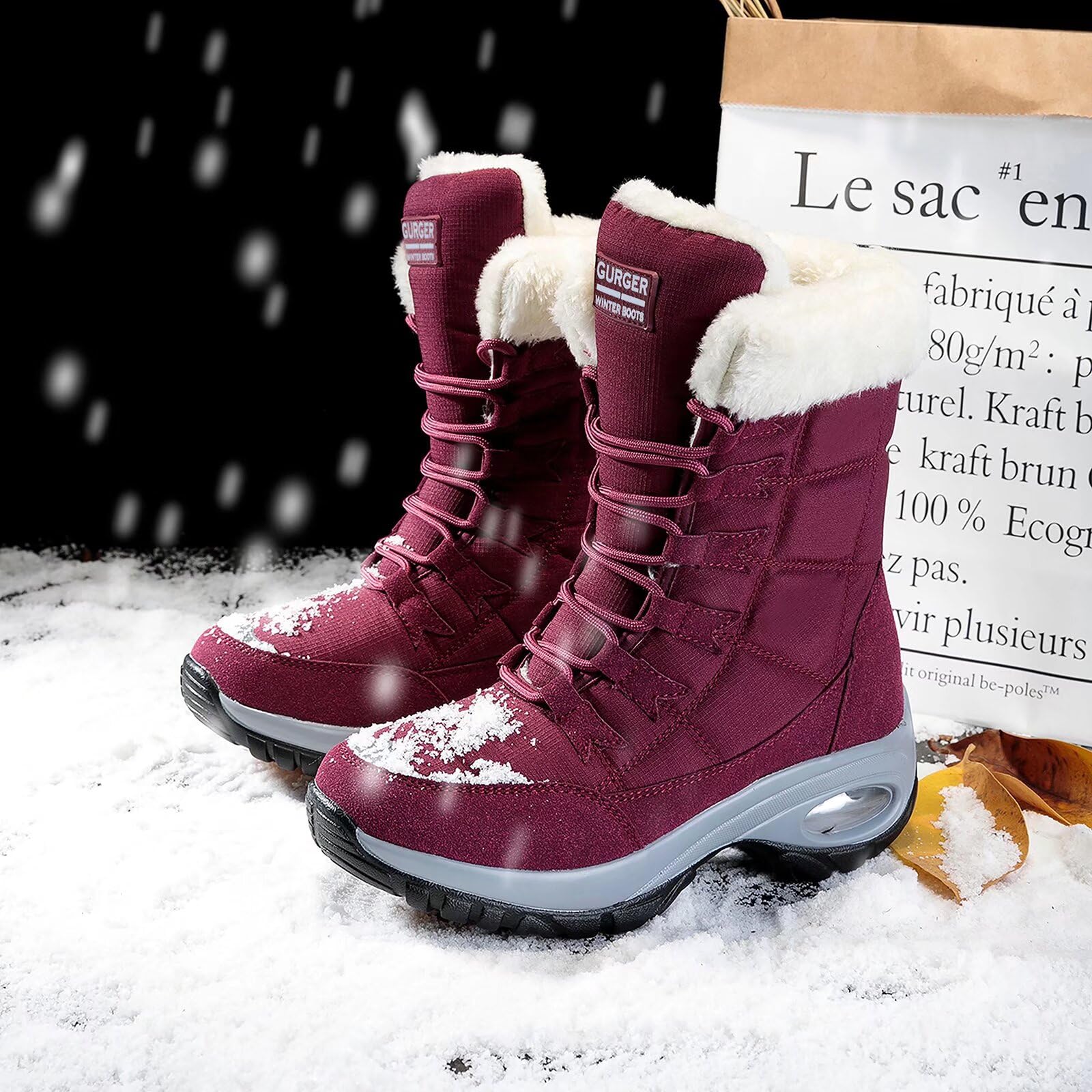 Botas de Invierno Mujer, Impermeable Piel Cálido Forro