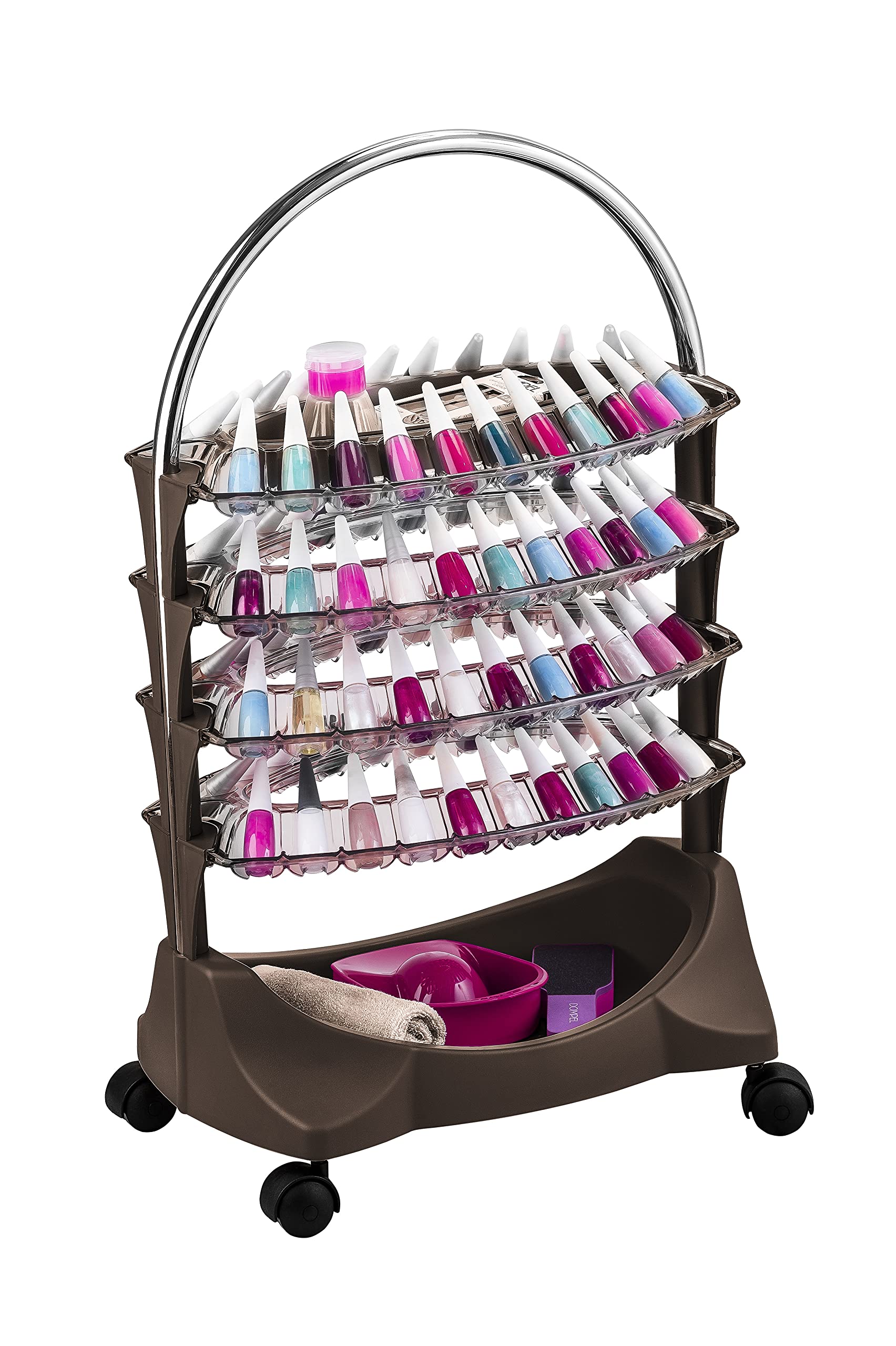 DOMPEL Carrito de Manicura SMALTBELL CLASSIC 4 BANDEJAS - Expositor Esmaltes - Uñas/Manicura/Pedicura - Belleza/Spa/Estética - MADE IN BRASIL - MODELO EXCLUSIVO - Marrón