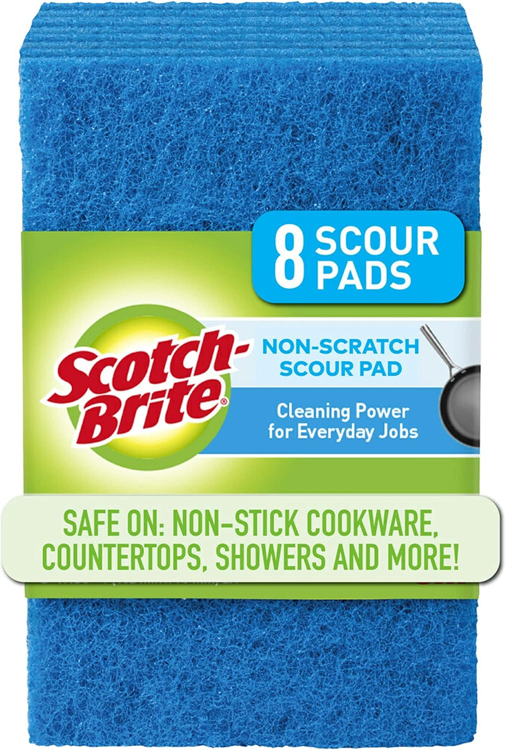Scotch-Brite Non-Scratch Scour Pads, Scouring Pads for Kitchen and Dish Cleaning, 8 Pads