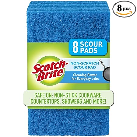 Scotch-Brite Non-Scratch Scour Pads, Scouring Pads for Kitchen and Dish Cleaning, 8 Pads