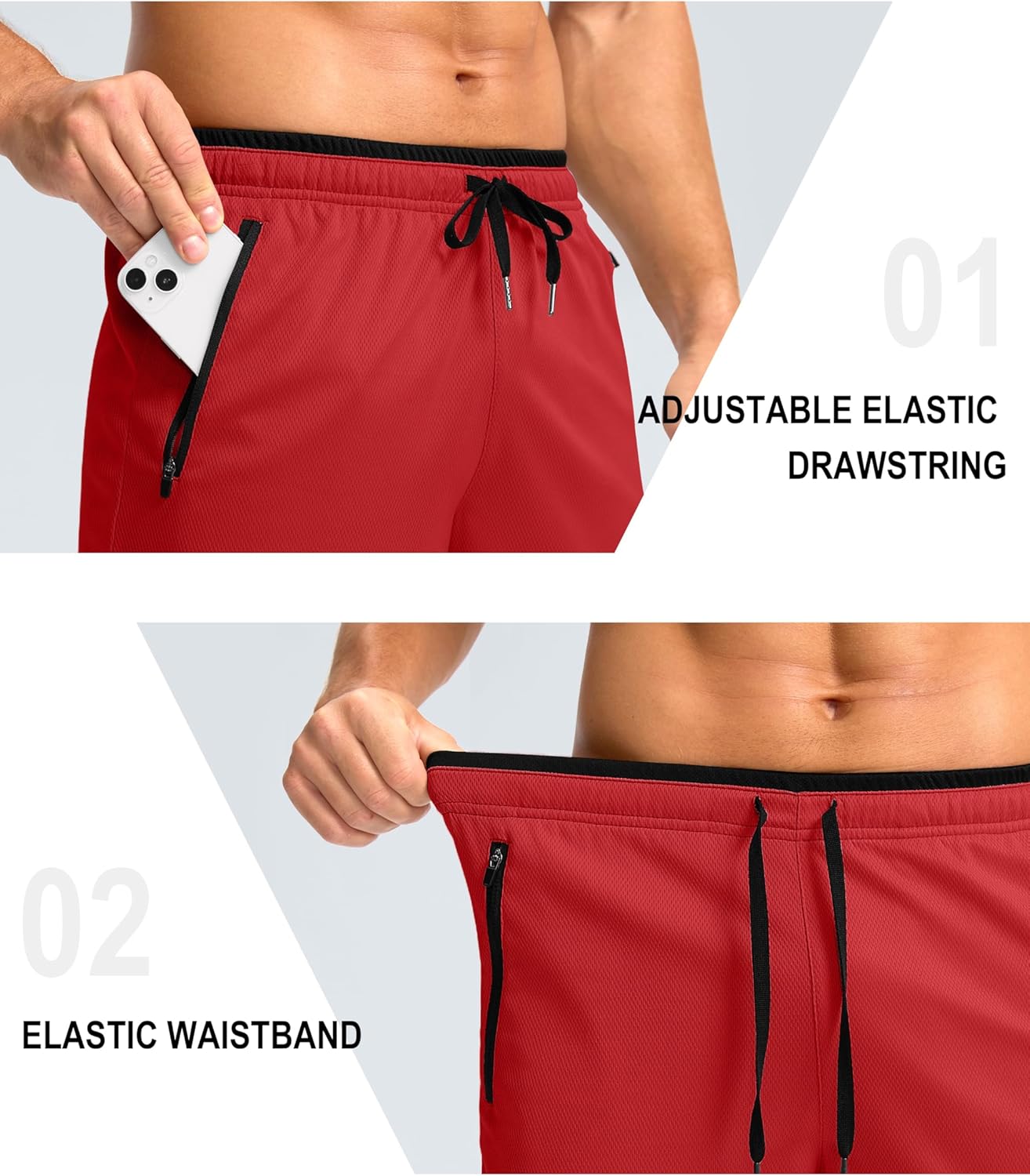 G Gradual Men's Gym Shorts with Zipper Pockets 9" Athletic Basketball Mesh Shorts for Men Workout Quick Dry Lightweight - Image 4