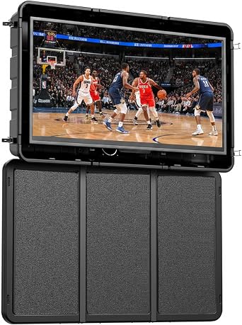 Regetek Outdoor TV Enclosure 46-65 Inch TV, Weatherproof Hard Cover Lockable TV Case shell with Full Motion TV Wall Mount for Patio, Poolside, Porch & Backyard