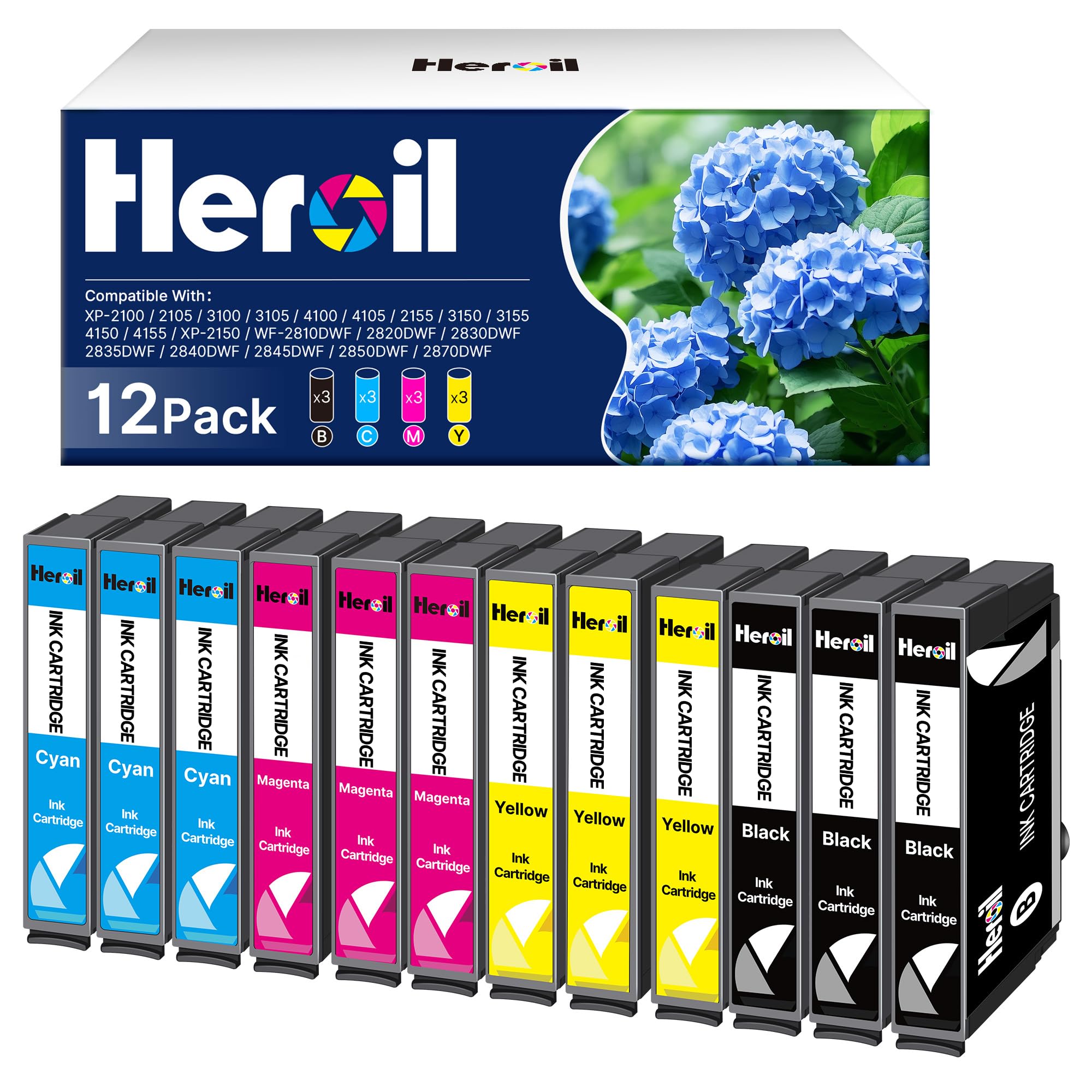Compatibili per Cartucce Epson 603 XL Multipack Cartucce per Expression Home WF 2810 XP-2100 XP-3100 WF-2830 XP-2150 XP-4100 XP-3105 WF-2820 XP-4105 WF-2835 XP-2105(12 Pezzi)