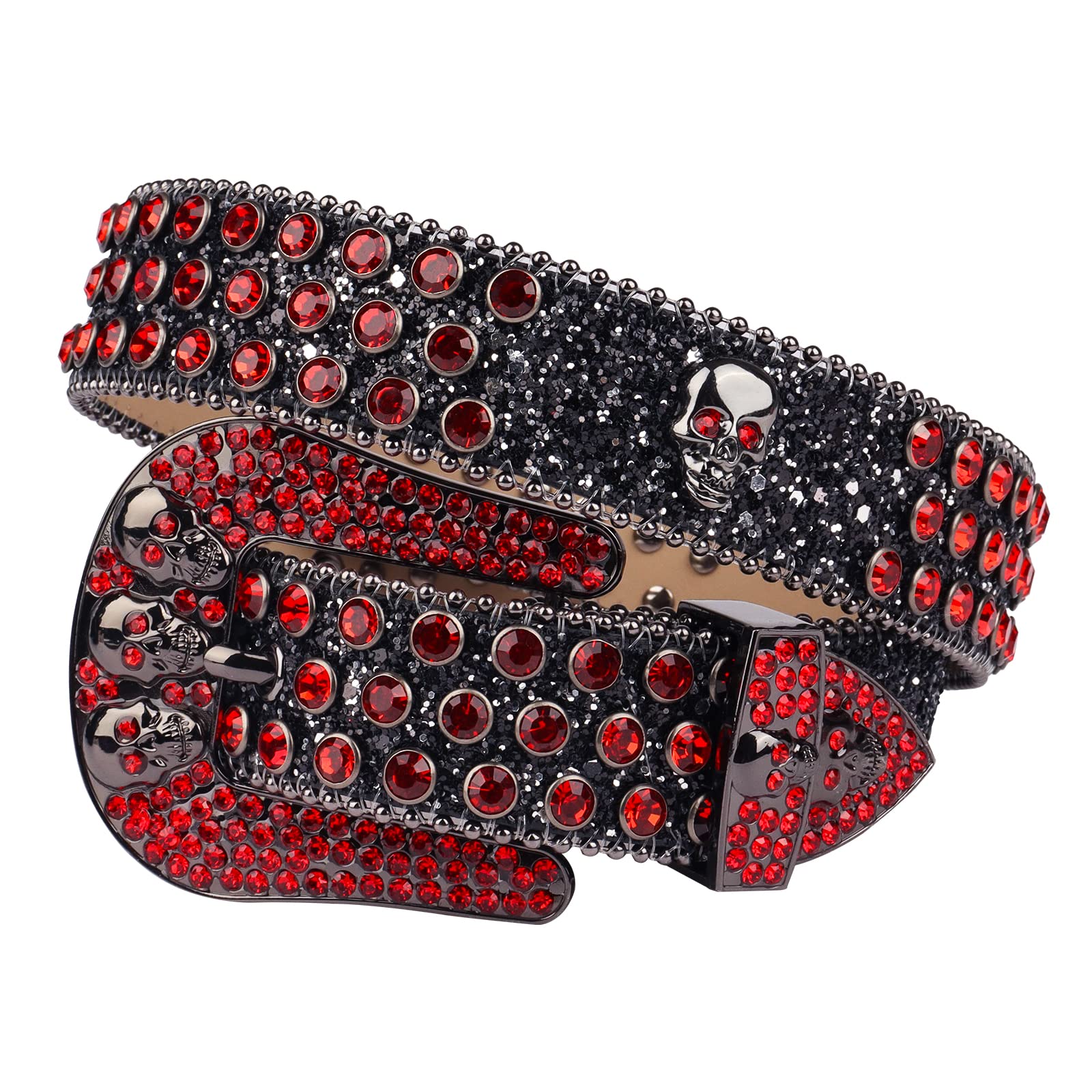 MINGSUN Rhinestones Belt for Men Women, Skulls Belts Western Leather Sparkle Shining Diamond Studded Belts