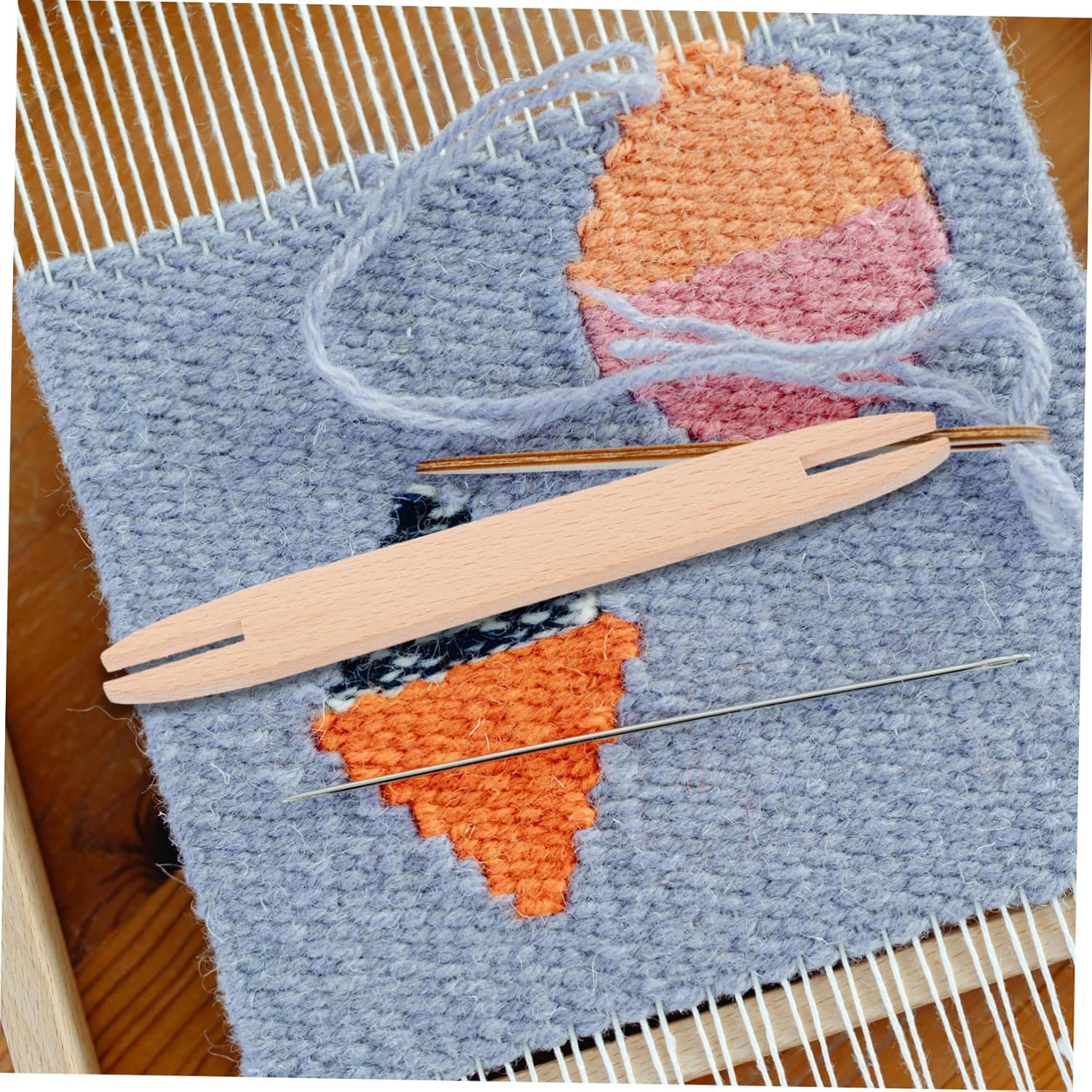 2sets Wooden Shuttle Knitting Tools DIY Weaving Accessories for Sweaters Scarves and Tapestry Crafting Included 4pcs*2