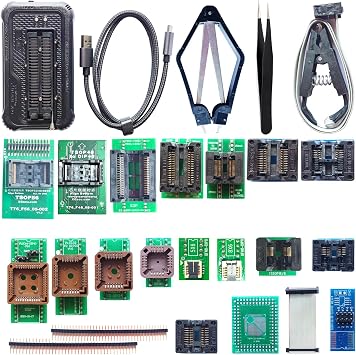 T76 Programmer USB3.0 Universal Program 18 Adapters Kit Support EEPROM NOR NAND EMMC MCU GAL Socket for with Xgecu TL866II T48 T56 Programm Replacement IC Tester Chip Reader Writer