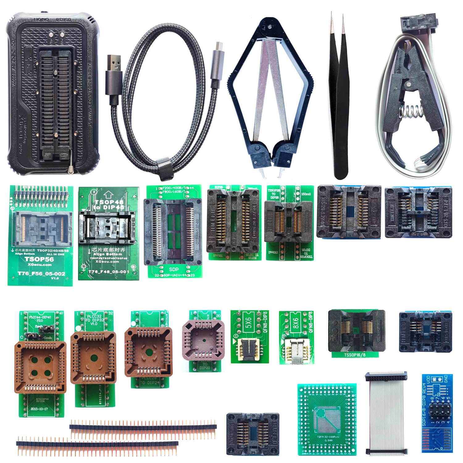T76 Programmer USB3.0 Universal Program 18 Adapters Kit Support EEPROM NOR NAND EMMC MCU GAL Socket for with Xgecu TL866II T48 T56 Programm