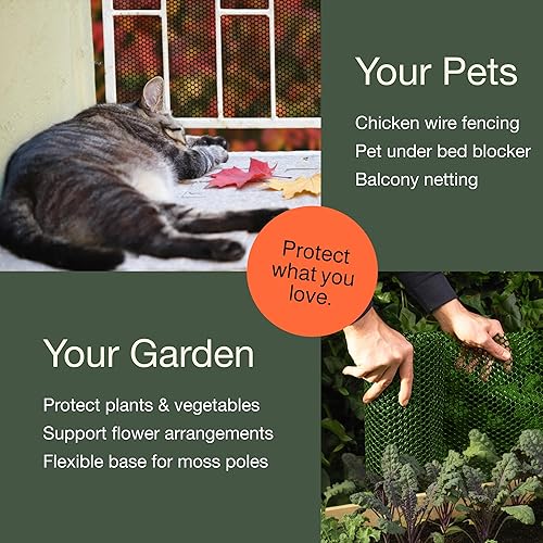 Miniatura 4 de MaPorch Valla de malla de alambre de pollo de plástico, malla negra, 15.7 pulgadas x 10 pies, valla de alambre de pollo de instalación rápida