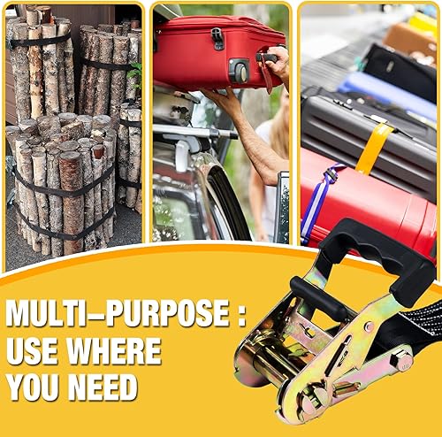 Miniatura 11 de Correas de amarre de trinquete sin fin, paquete de 2 correas de carga de 1 pulgada x 8 pies, resistentes para motocicletas, remolques, kayak