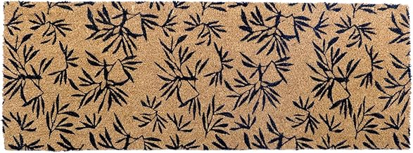 Onlymat Natural Coir Black Leaf Printed Doormat Long-Lasting, Heavy Duty, Large & Thick Entryway Rug with PVC Backing for Indoor & Covered Door Entrances (120 x 45cm)