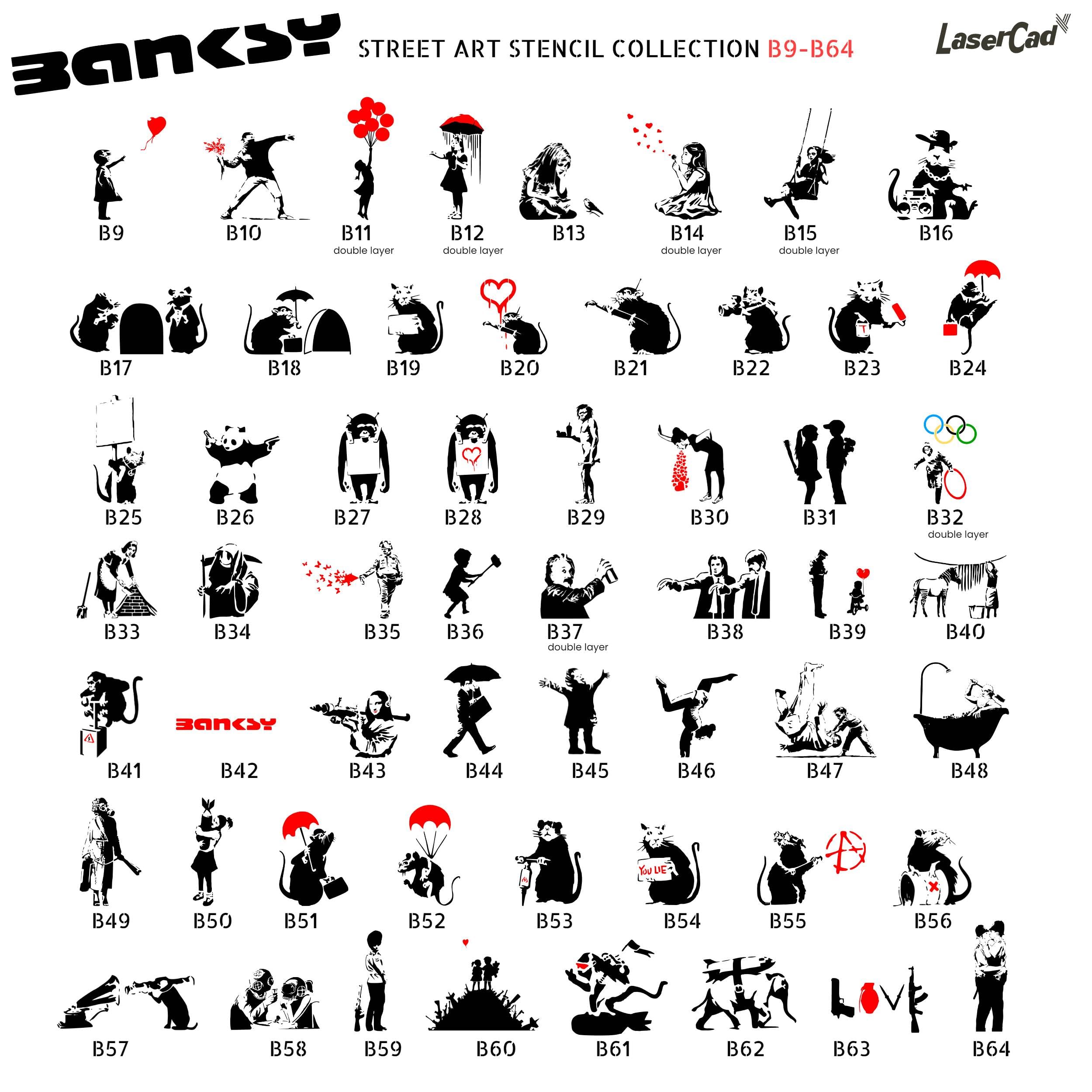 Pochoirs BANKSY Streetart (B102, Che Guevara, DIN A2) Pochoir pour graffiti, aérographe, art, déco, peinture