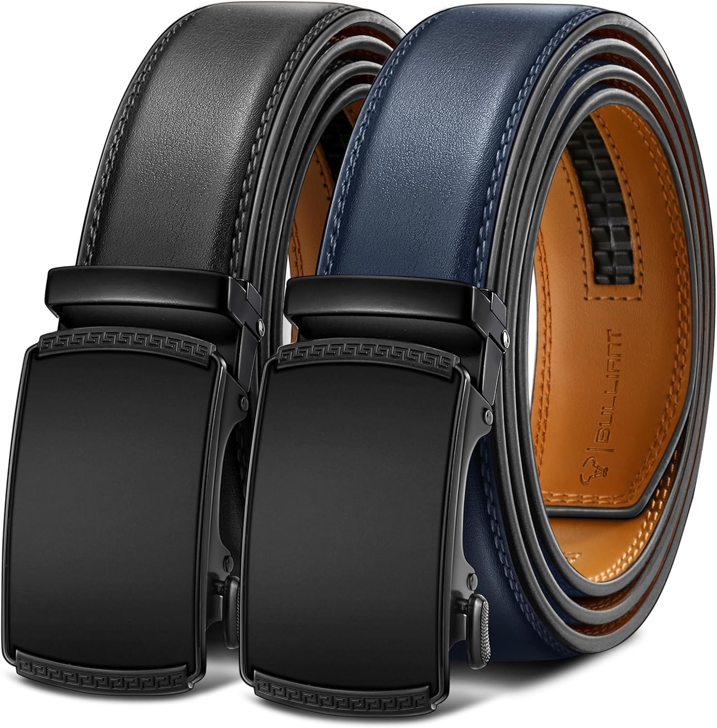 BULLIANT Men Belts 2 Pack,Ratchet Sliding Belt Adjustable For Gift Mens Dress Casual 1 3/8",Cut for Fit
