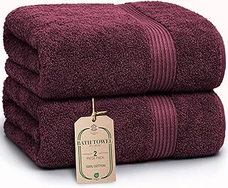 Luxe 2-Piece Bath Towel Set – Large Soft Cotton Towels, Absorbent, Durable & Skin-Friendly, Machine Washable, 65 x 137 cm, Velvet Wine