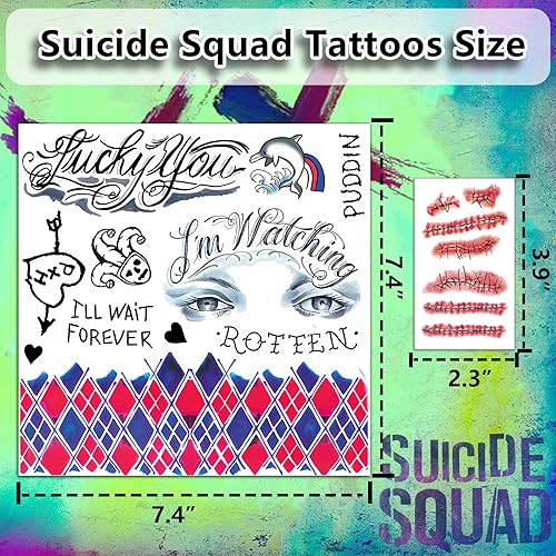 Joker HQ Couple Scary Mouth Tattoo Combo Halloween Cosplay Makeup Kit