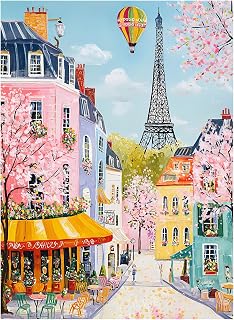 500 Pieces Jigsaw Puzzles for Adults,Parisian Street Scene with the Eiffel Tower Puzzle 500 Pieces for Teens Seniors,Cute Puzzles with Letters on Back,Challenging Puzzle Family Game Gifts,20.5x15in