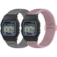 18mm Elastic Watch Strap for Casio F-91W/F-84/F-94/F-105W/A158/A159/A168W/ AE-1300/AE-1200/AE-1000/F-108/W-217H/W-218H/SGW-300H/W-800H Elastic Comfortable Nylon Braided Replacement Strap is
