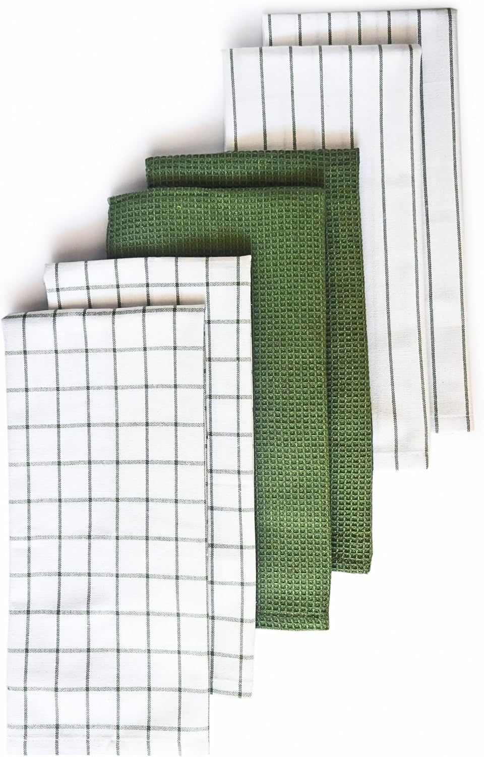 Cotton Dish Towels For Kitchen Drying - Highly Absorbent Wide Sage Green Striped Plaid Tea Towels - 18"X28" Set Of 6 Farmhouse Linen Dishtowels In Bulk - Pano De Prato Para Cozinha - T Towles Towls