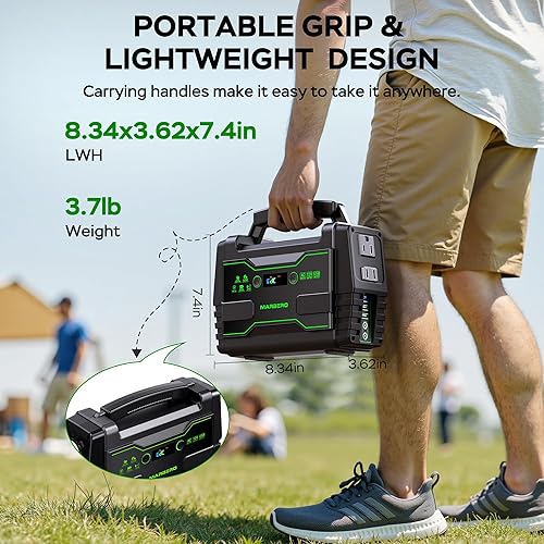 Miniatura 7 de MARBERO Generador solar de 155 Wh con panel solar de 30 W, estación de energía portátil con 2 salidas de CA de 100 W (pico de 150 W), QC3.0 USB