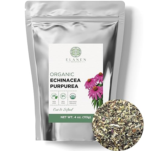 Echinacea Purpurea orgánica 4 onzas (3.99 oz), té de equinácea seco orgánico certificado por USDA, hierba de equinácea premium, púrpura suelta,