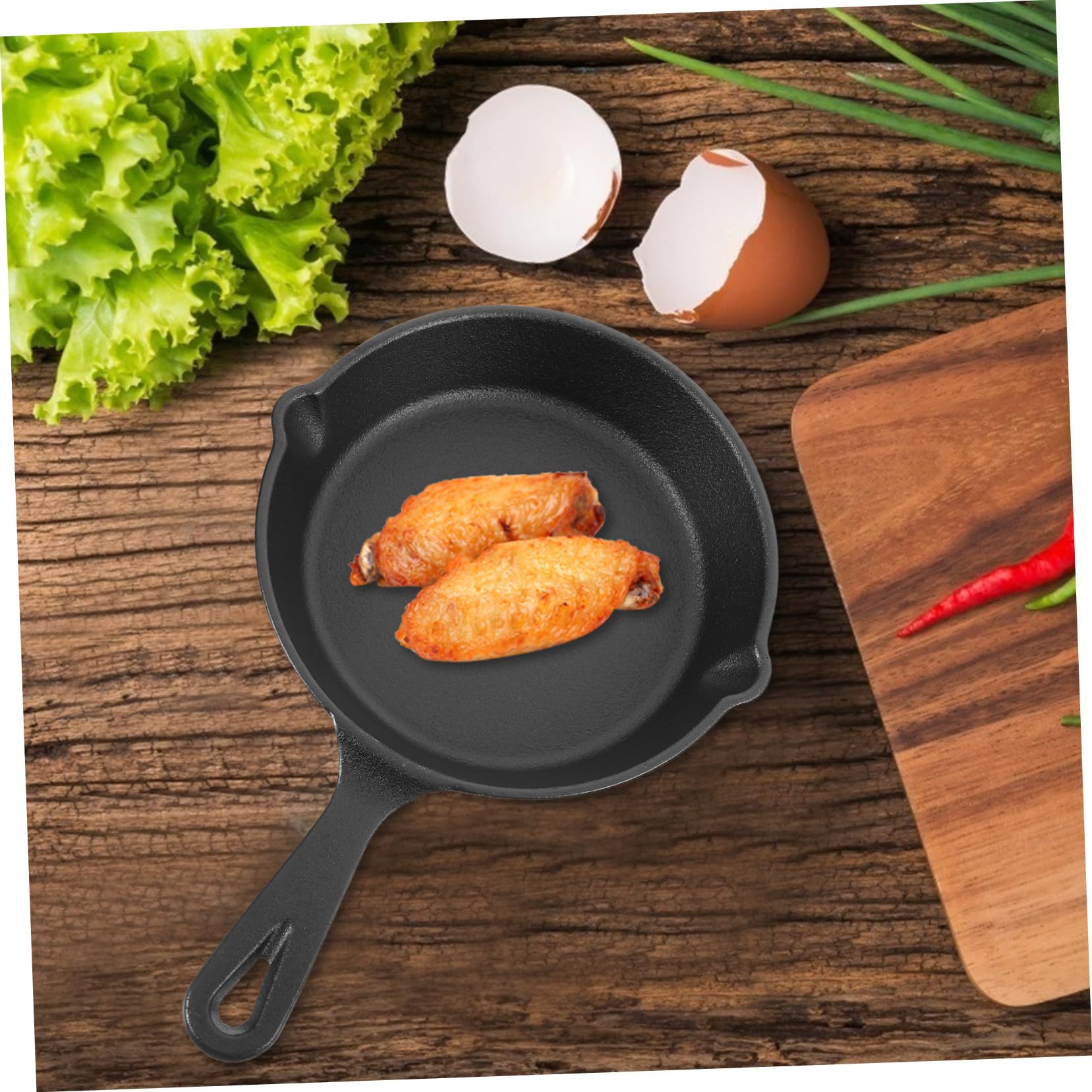 Mikinona Kleiner Gusseisen Bratpfanne Verdickt Antihaft Kochgeschirr Frühstückspfanne für Induktion mit Griff 16cm