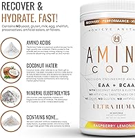 Vista 4 de Ultra Human Amino Code Aminoácidos esenciales + BCAA + electrolitos de agua de coco Bebida energética de aminoácidos de recuperación