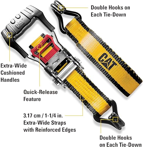 Miniatura 3 de Cat Juego de amarre de trinquete de 2 piezas de 1-12 pulgadas x 16 pies con bucles suaves, carga de trabajo de 1,500 libras  4,500 libras de