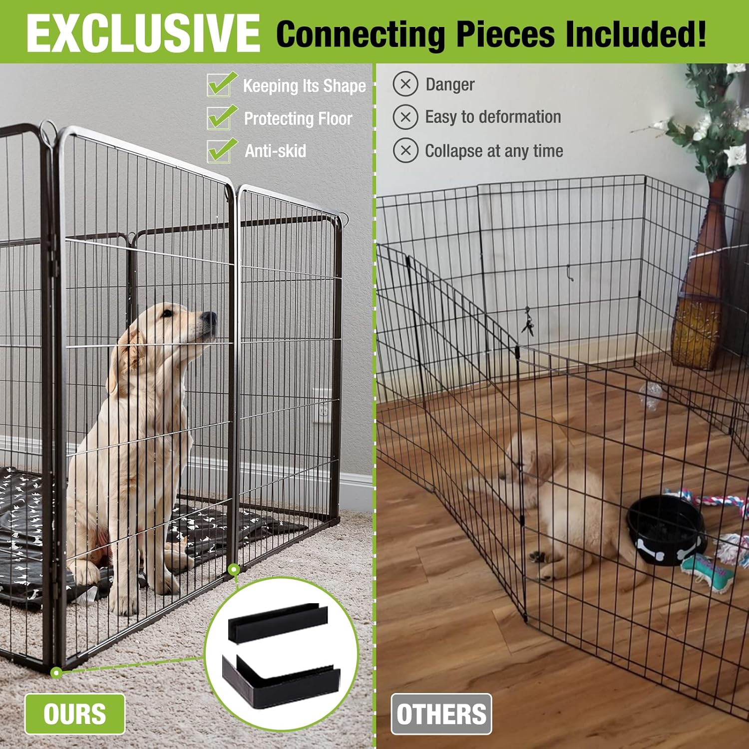 GUTINNEEN Dog Playpen Indoor Dog Pen Outdoor Puppy Fence 8 Panels Pet Playpen with Doors for Large/Medium/Small Dogs,8 Panels,31 Inch