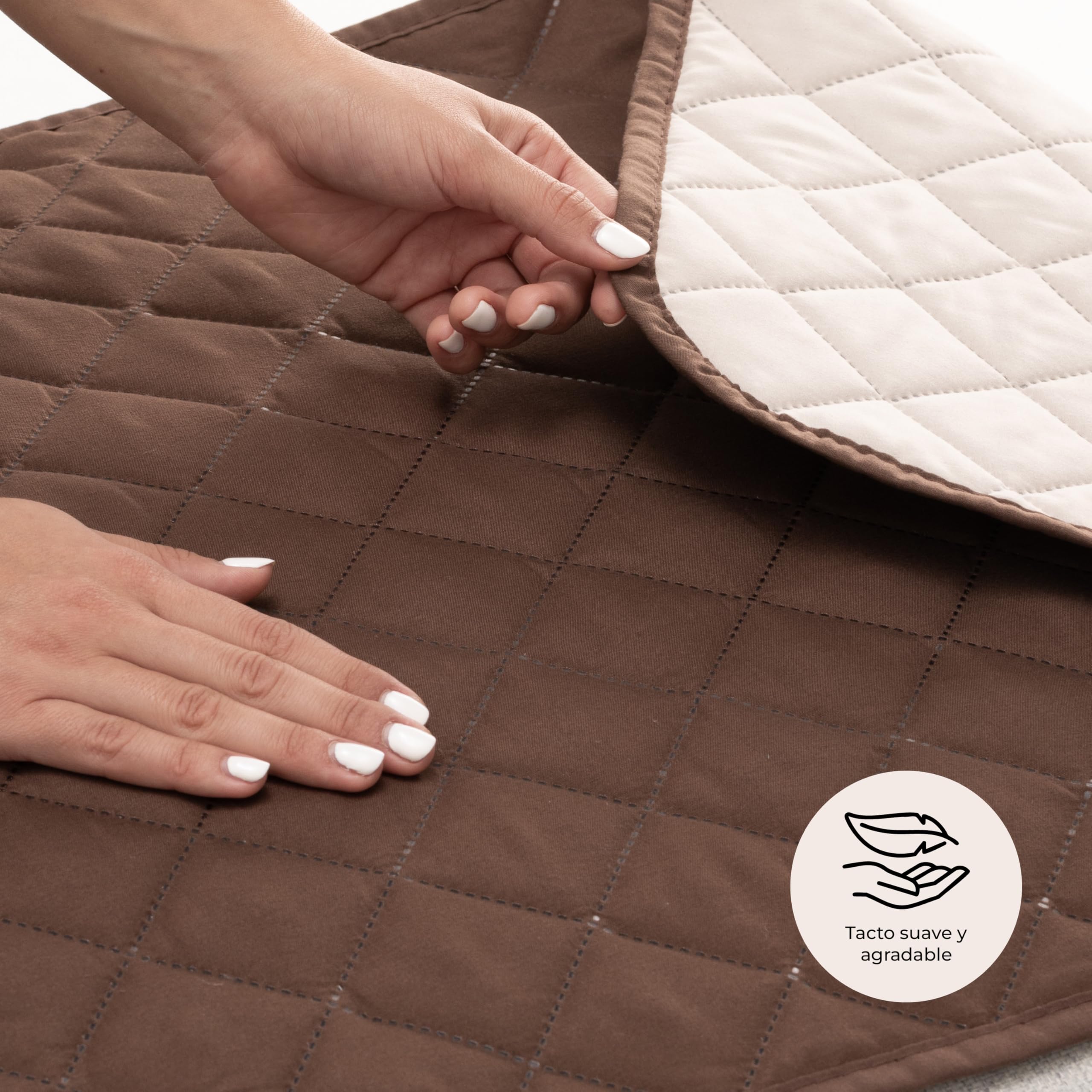 Colcha Boutí Acolchada Reversible Due para Cama 150 (250x270 cm), Marron/Beige, Microfibra Suave con Relleno Equilibrado, Ligera, Ideal para Primavera y Verano, Fabricada en España