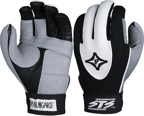 Palmgard STS - Par de guantes de bateo juveniles, color negro/gris, talla L
