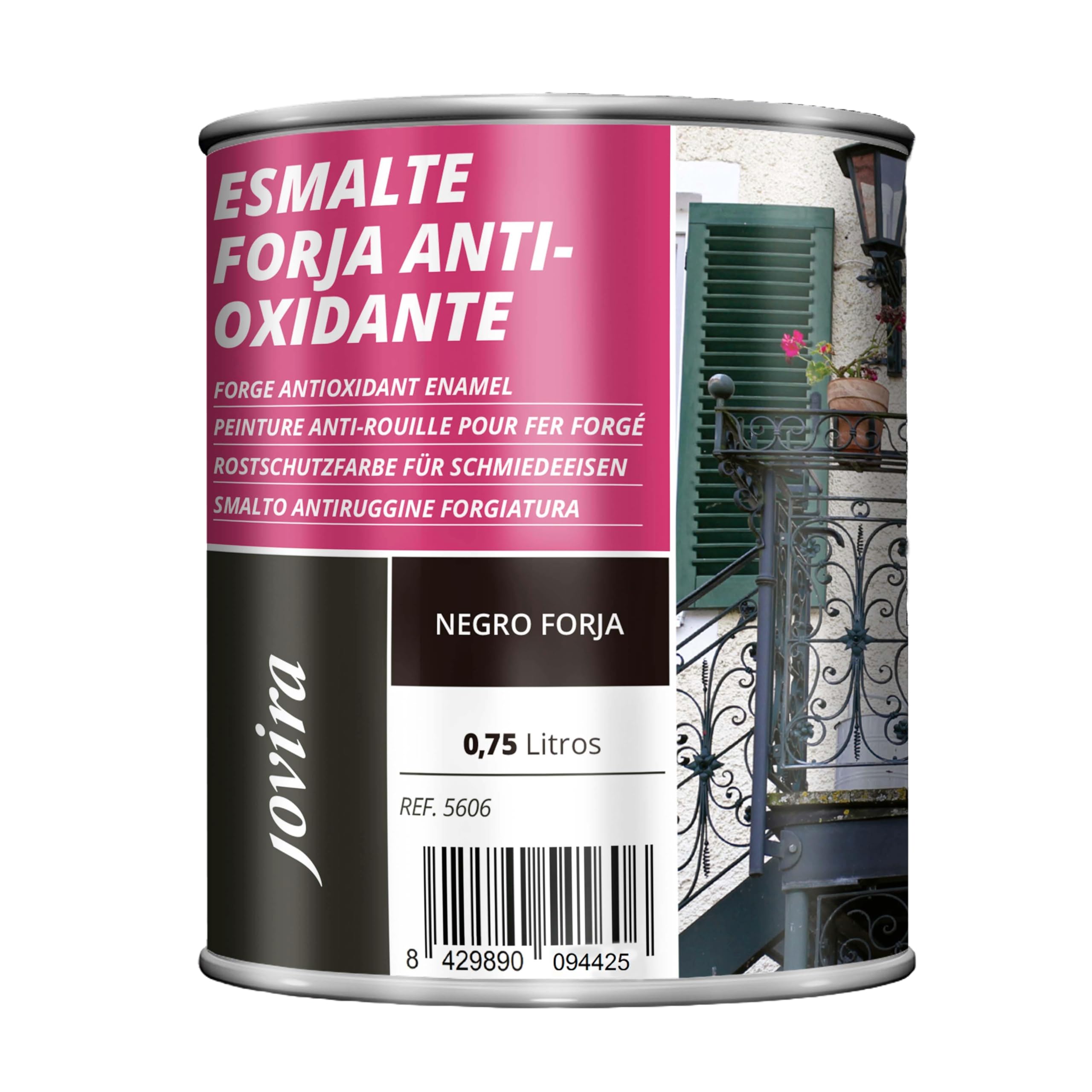 JOVIRA PINTURAS Esmalte Forja Antioxidante al Disolvente | 750 ml | Protección y decoración sobre hierro. (750 Mililitros, Negro Forja) G31