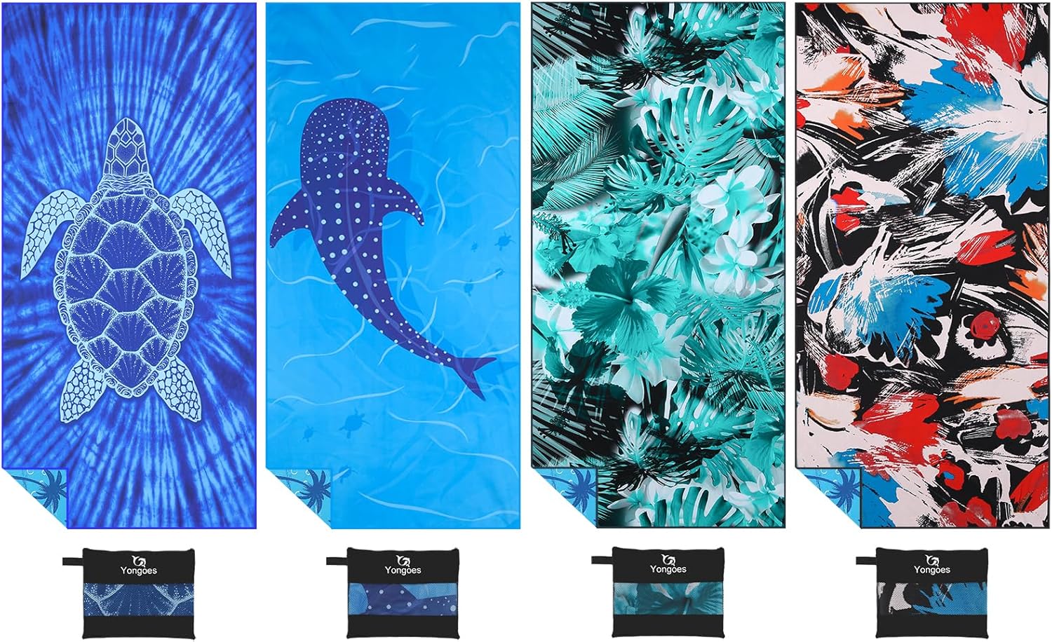 4 Pack Microfiber Lightweight Thin Beach Towel Sand Free Quick Dry Super Absorbent Compact