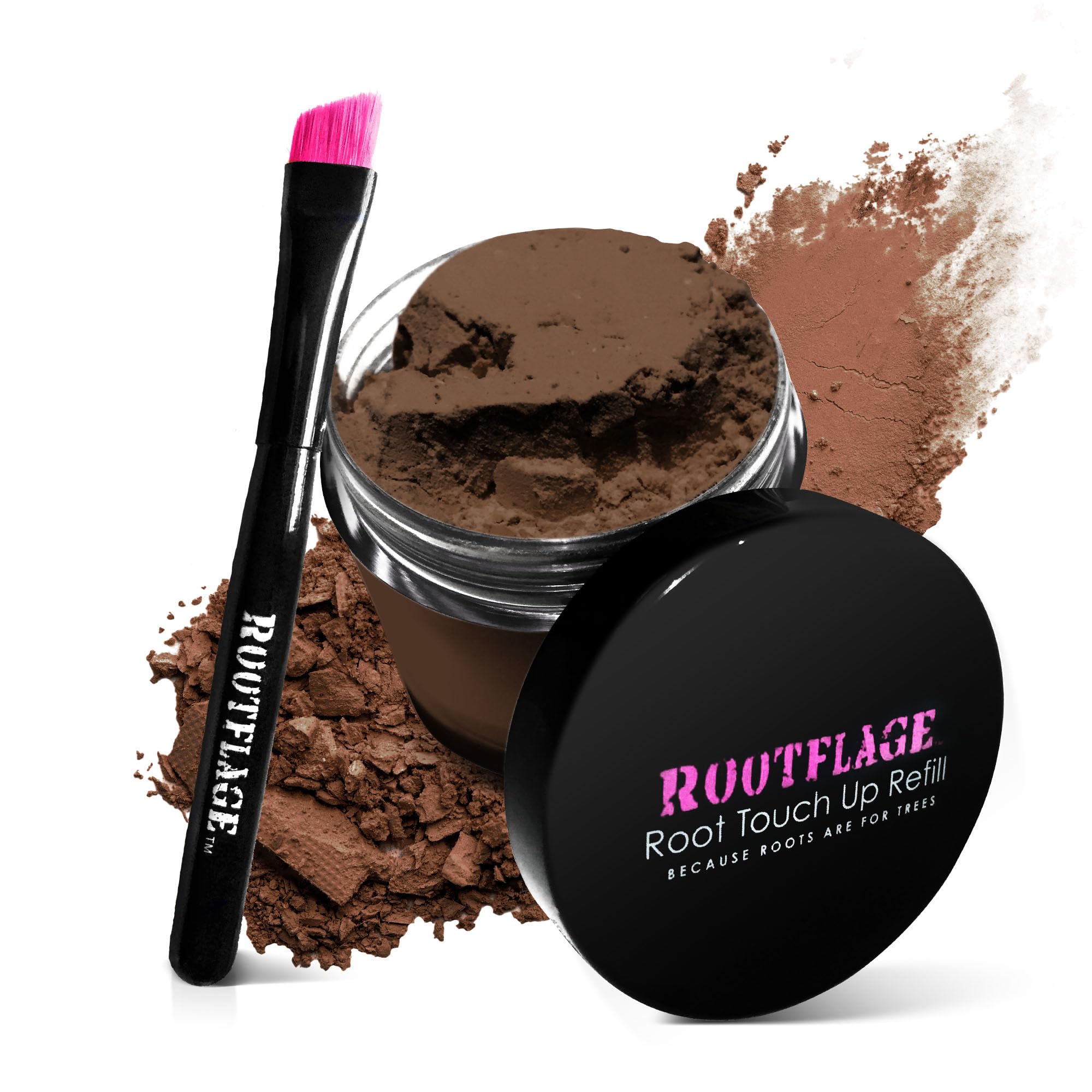 Rootflage Root Touch Up Hair Powder - Temporary Hair Color, Dark Brown, .31 oz