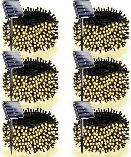 Miniatura 10 de Paquete de 4 luces solares de Halloween de 180 pies para exteriores, impermeables, 320 luces LED naranjas y moradas, cable verde, 8 modos, luces