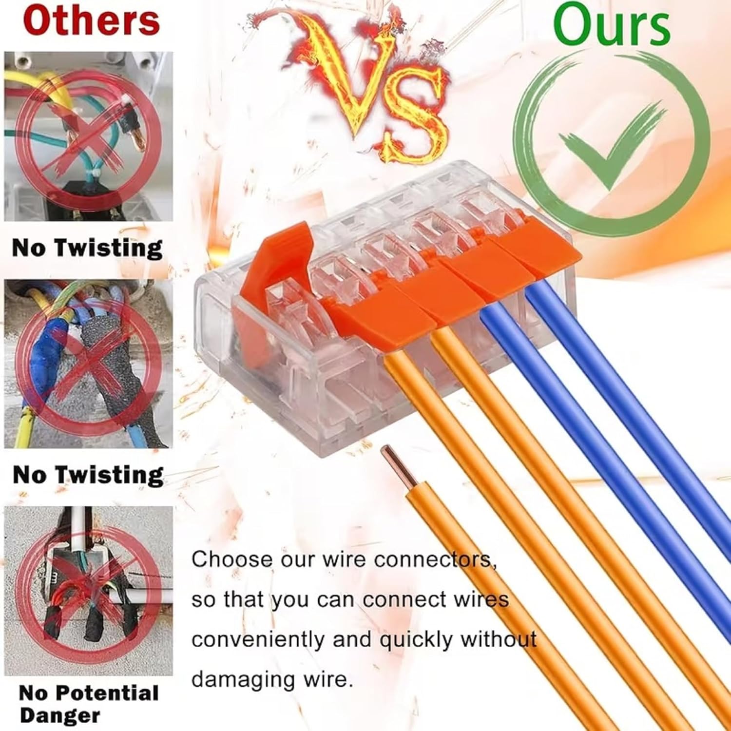 Bellox 25Pcs Cable Connectors Set with 3-Slot Configurations, Lever Nut Assortment Splicing Connector Kit Electrical Connectors DIY Compact Splicing Wire Connectors for AWG 24-12