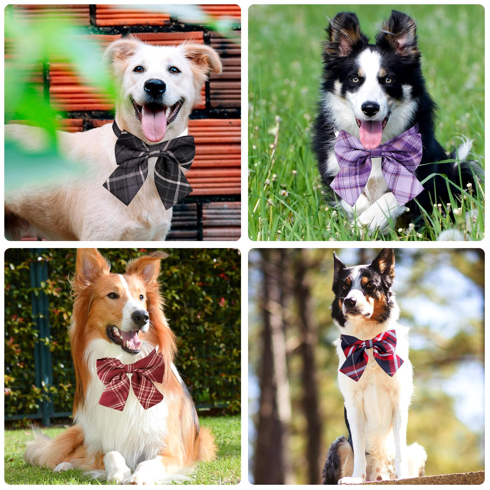 Segarty Hundefliege, verstellbare Hundefliegen, Halsband für mittelgroße und große Hunde, niedliches Karomuster, bequeme Haustier-Krawatten, Halsbänder, Pflegezubehör für Hochzeit, Urlaub, Party,