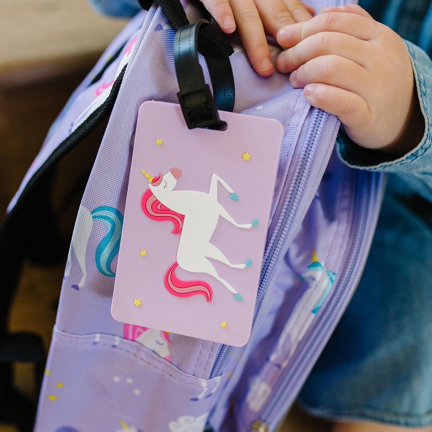 Wildkin Kids Luggage Tags – Set of 2, Durable Bag Tags w/Info Card for Suitcases & Backpacks - Magical Unicorns