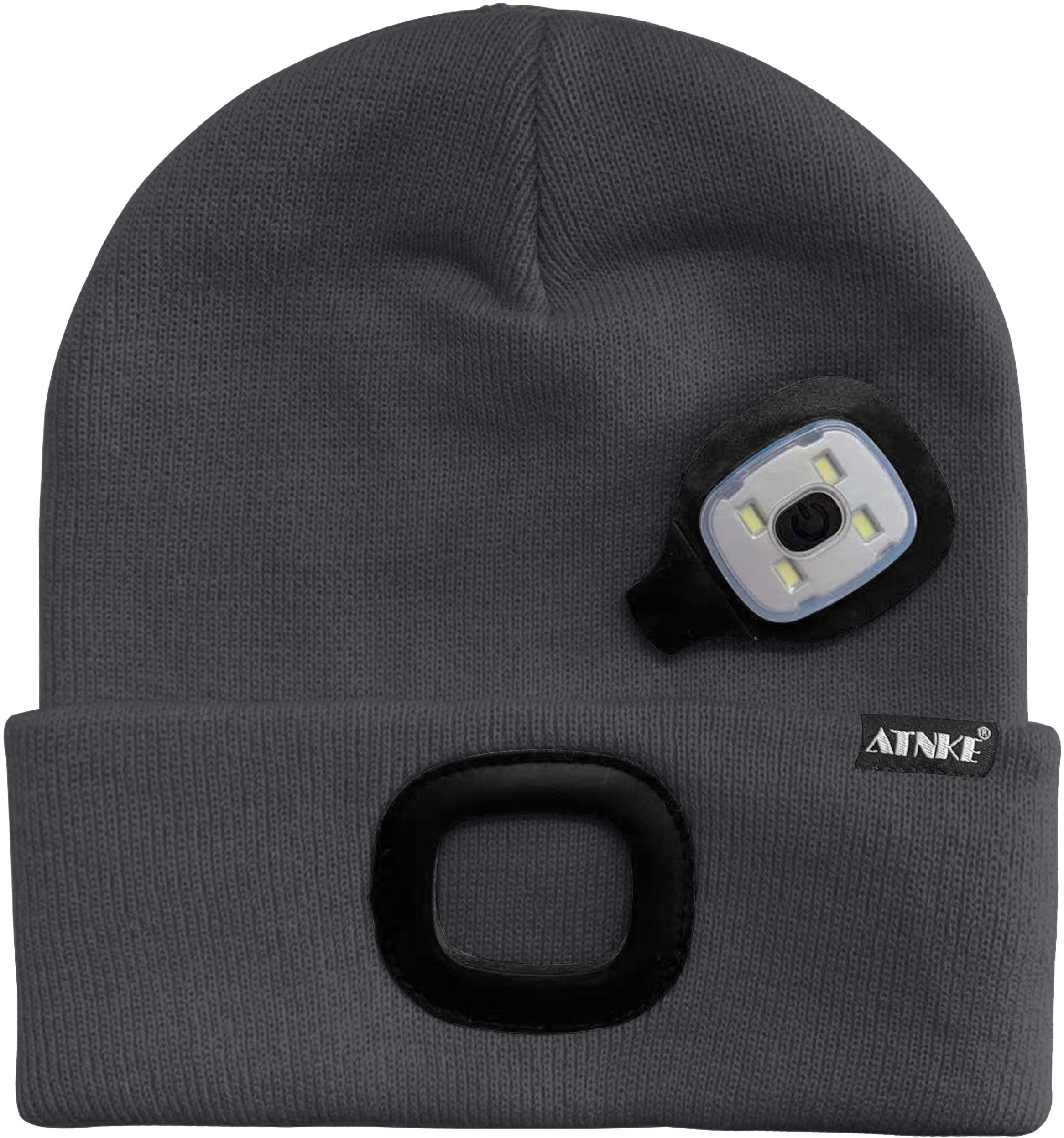 ATNKE LED Cappello Illuminato Berretto,USB Ricaricabile Cappello da Corsa 4 LED Impermeabile Luce Invernale Calda Lampada Frontale Regali per Uomo e Donna