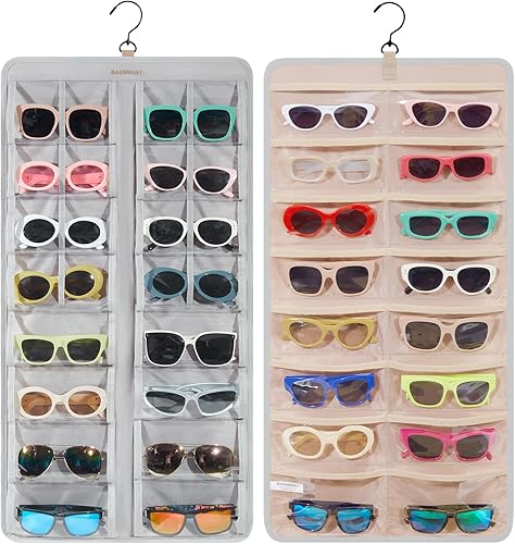 Miniatura 8 de BAGSMART Organizador de joyas colgante, estuche de almacenamiento para lentes de sol a prueba de polvo montado en la pared, estuche de viaje de