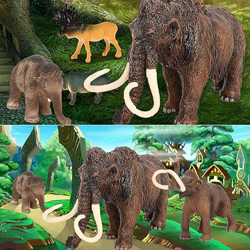 Miniatura 4 de 3PCS Figurines Mammoth Family Toy,Realistic Ancient Elephant Figurines Model, Cake Toppers Playset Eduactional Toys Party Playset Toys Ideal Gift