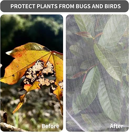 Miniatura 2 de Paquete de 2 mallas grandes para árbol frutal de 7 x 6 pies, cubierta de árbol de insectos de jardín de malla ultrafina con cordón transparente para