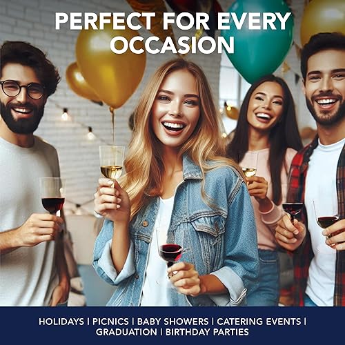 Miniatura 3 de Party Essentials Copas de vino desechables de plástico duro de dos piezas, 20 unidades, 7 onzas, transparente