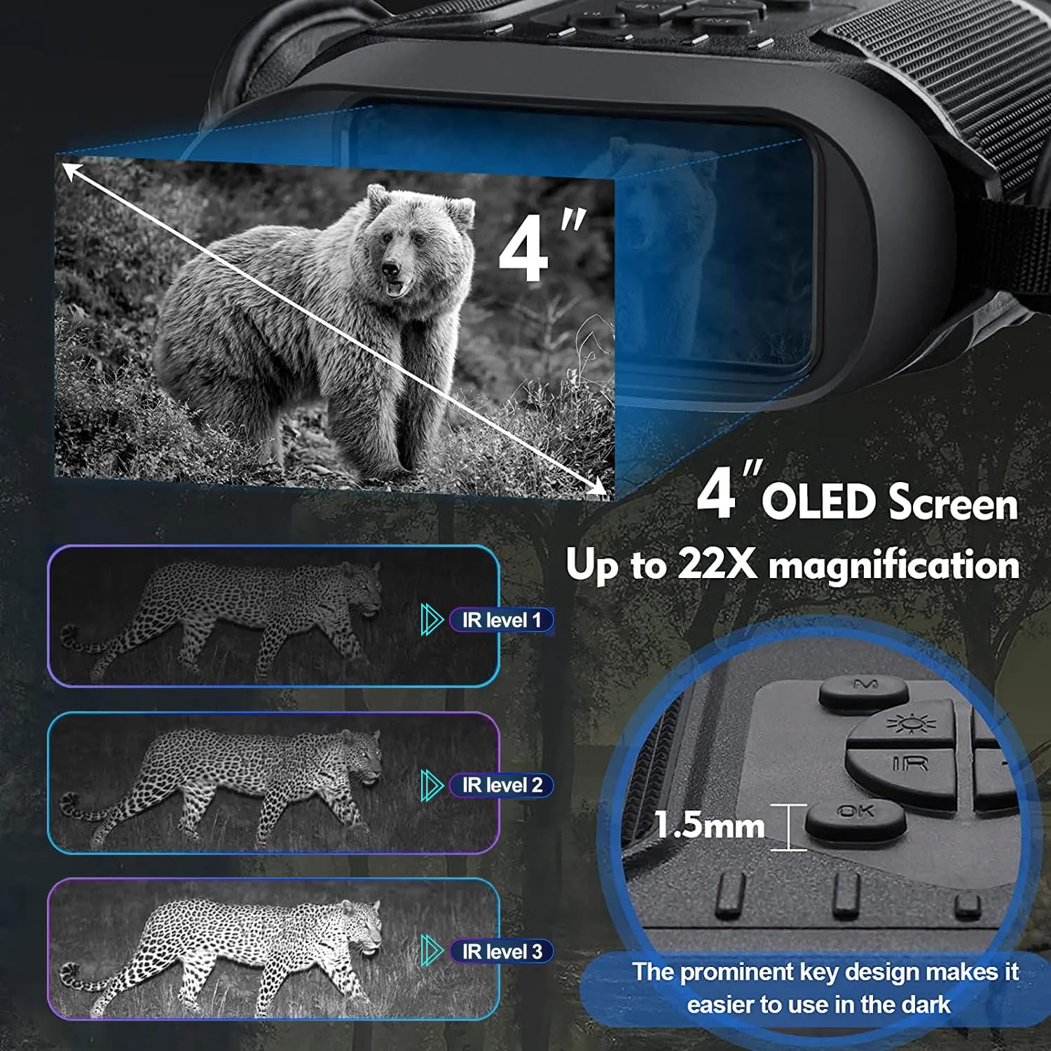 HMWOKPOT Night Vision Binoculars for Adults, Digital Night Vision Goggles - High Sensitivity COMS Sensor True IR Illuminator for Complete Darkness