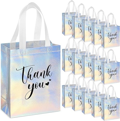 Miniatura 44 de Sweetude 30 Piezas Bolsas de Regalo de Agradecimiento con Asas a Granel Bolsa de Dulces Reutilizable No Tejida Plegable Bolso de Mano para Regalos