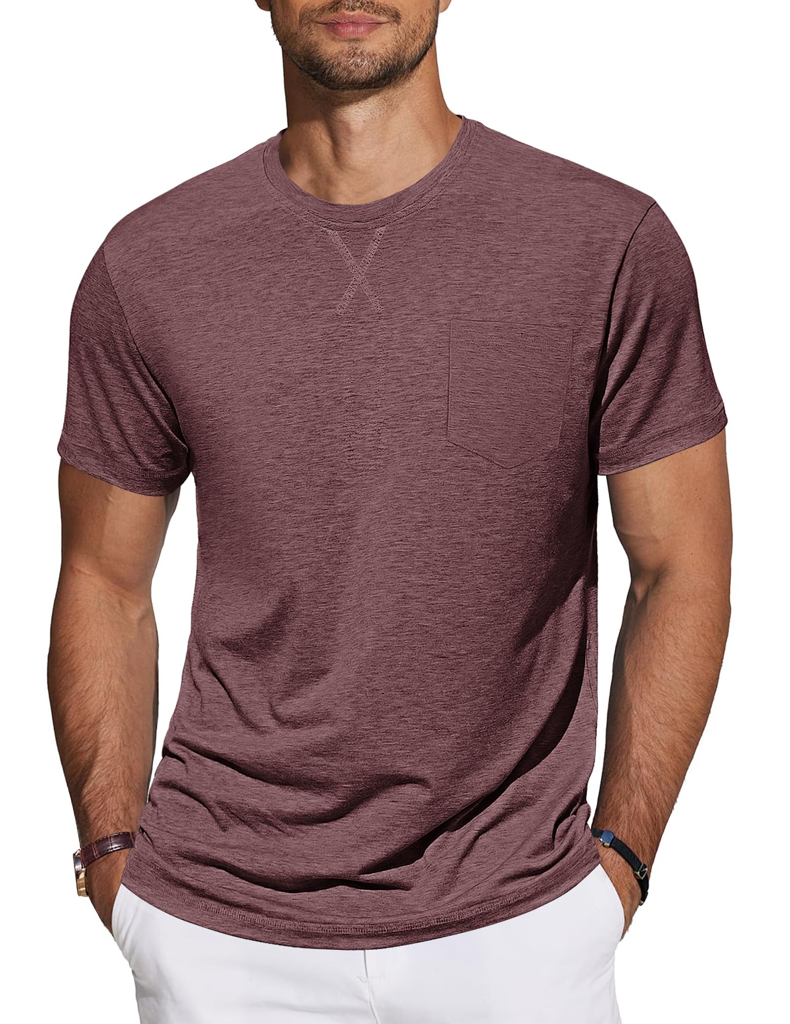 TARAINYA T-Shirt Herren Baumwolle Kurzarm Rundhals Einfarbig Shirts Männer Sommer M-4XL