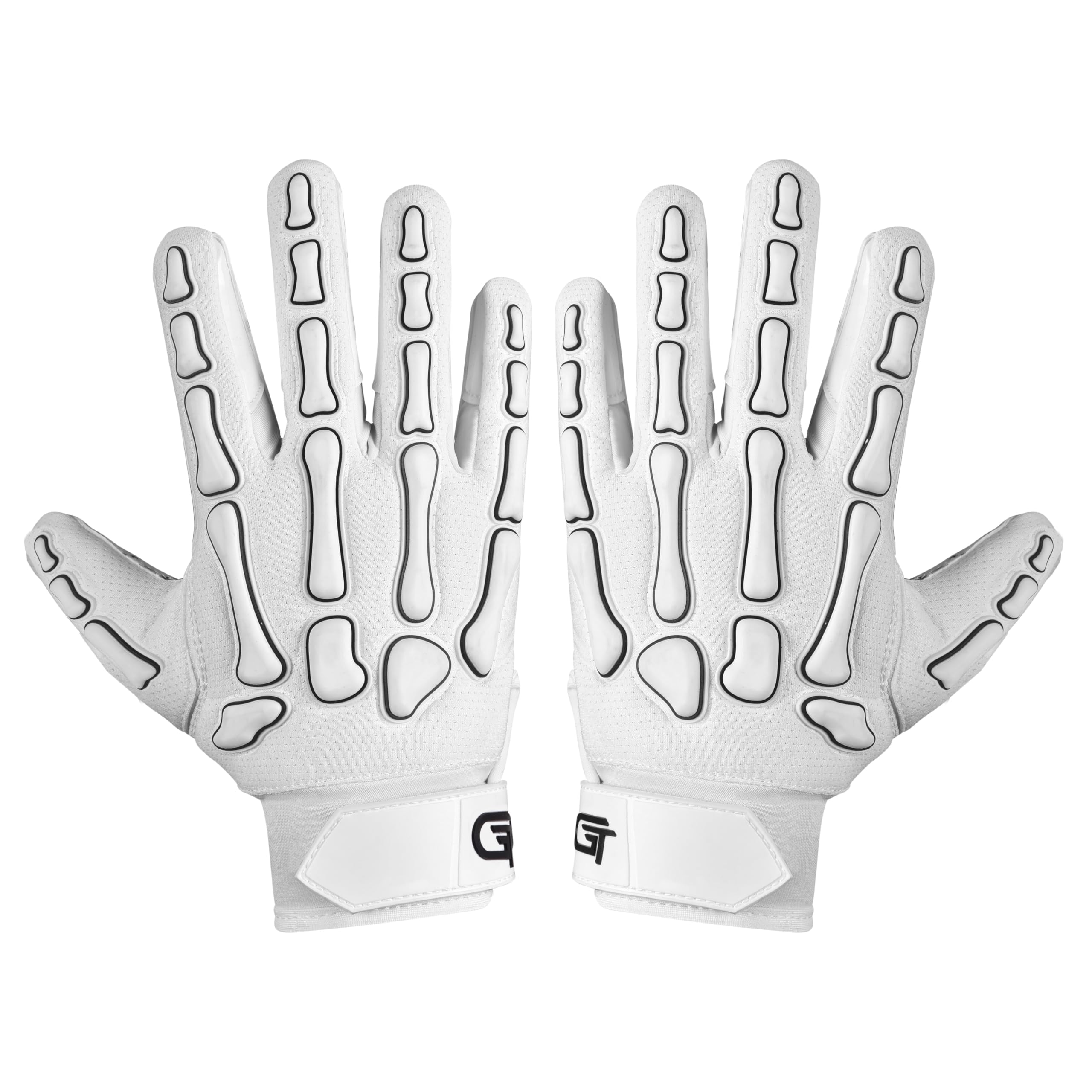 Glorious Traders Youth Football Gloves American Wide Receiver Injected Bones Football Gloves for Adult Men Women & Boys with Super Sticky Silicone