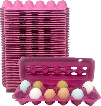 Pink Paper Pulp Egg Cartons - 50 Pack