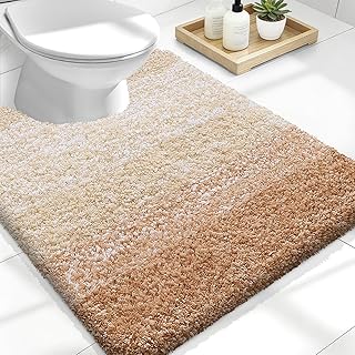 OLANLY Luxury Toilet Rugs U-Shaped 24x20, Soft Absorbent Microfiber Mat