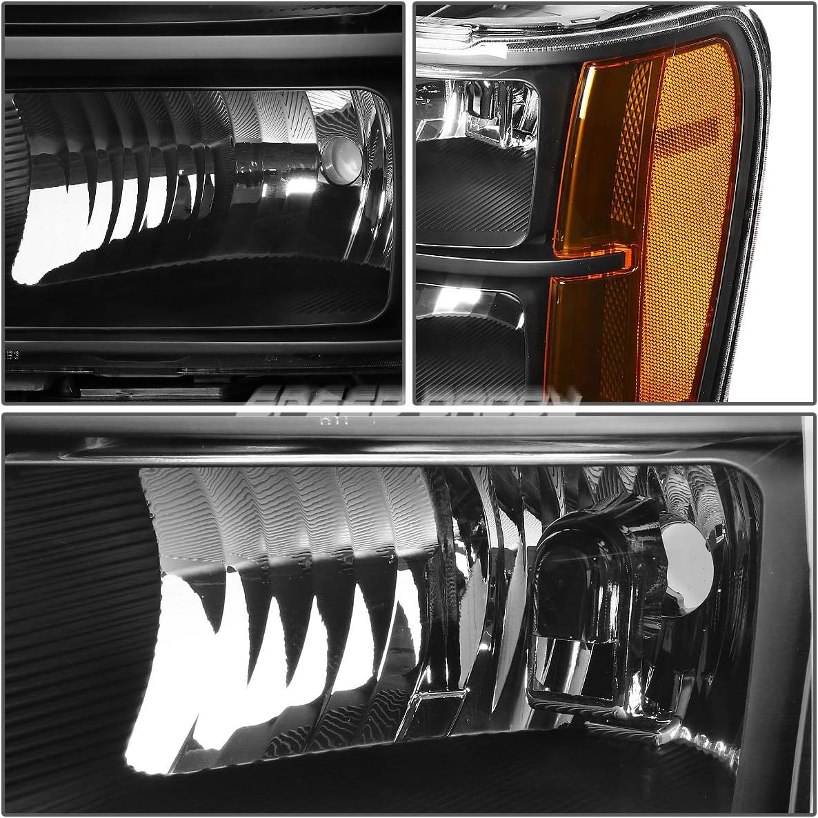 Auto Dynasty Black Housing Amber Corner Headlight Head Lamps+Tool Kit Compatible with GMC Sierra 1500 2500HD 3500 HD 07-14