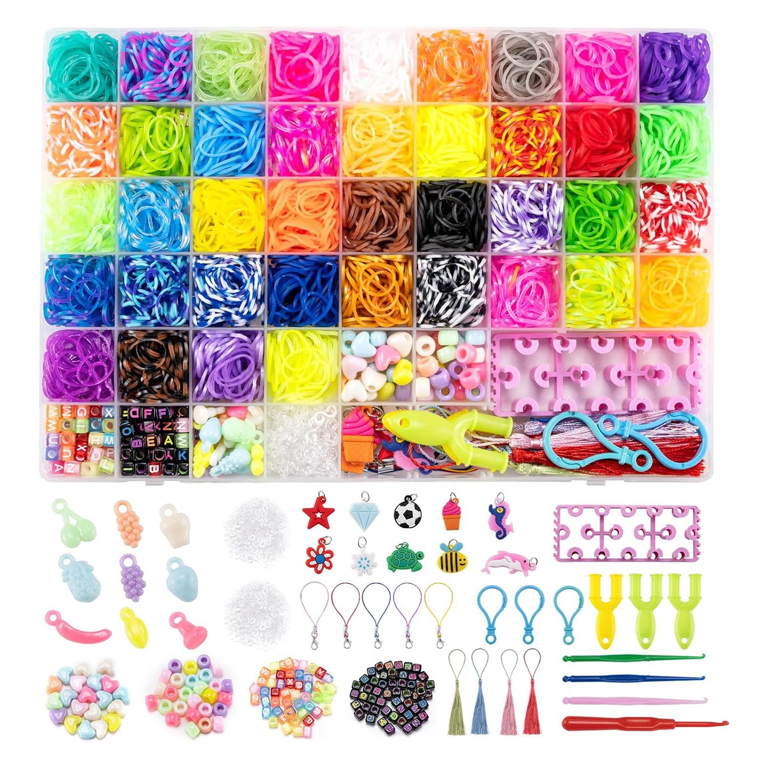 Noa Home Deco NHD-LoomBandsSet-54 Elastic Bracelet Kit for for Kids/Girls/Boys, 5100+ DIY Elastic Bracelets