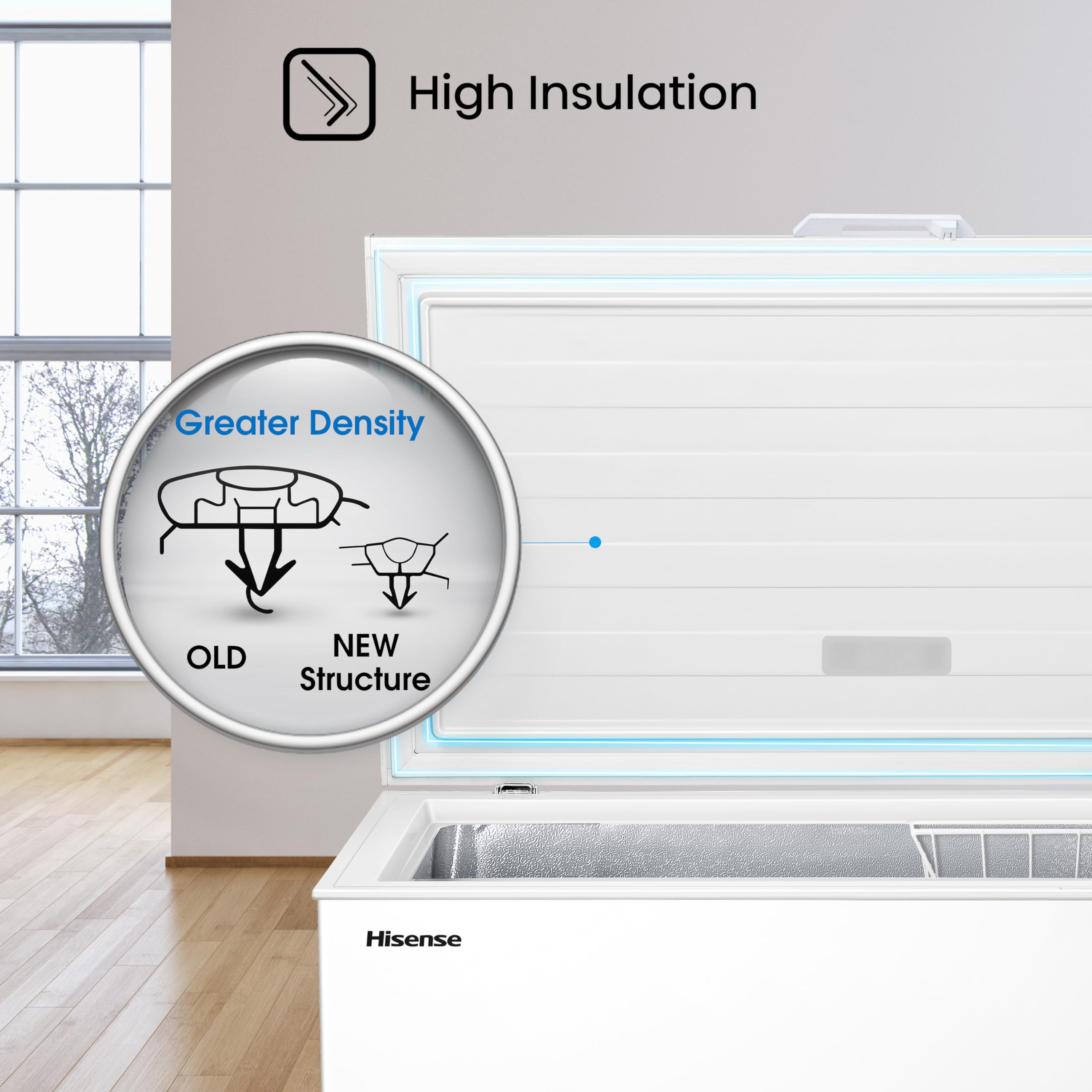 Hisense FC386D4AWLE 297Litres Freestanding Chest Freezer, 4 Star Freezer Rating, E Rated in White — view 13